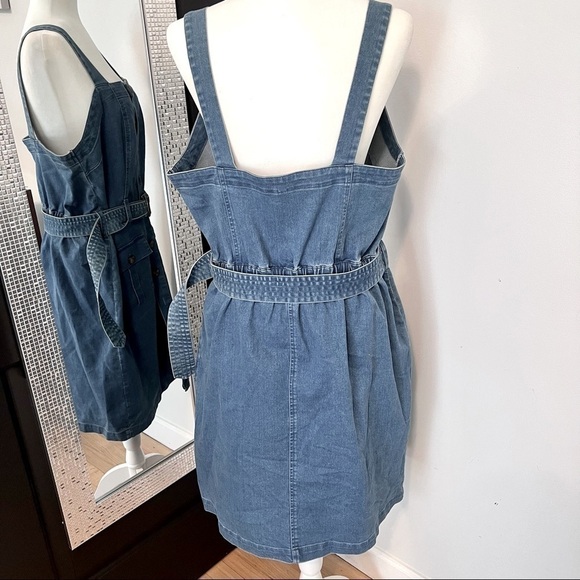Women’s Overall Button Down Jumper Dress with Belt & Front Pockets Size 1X - Picture 3 of 8